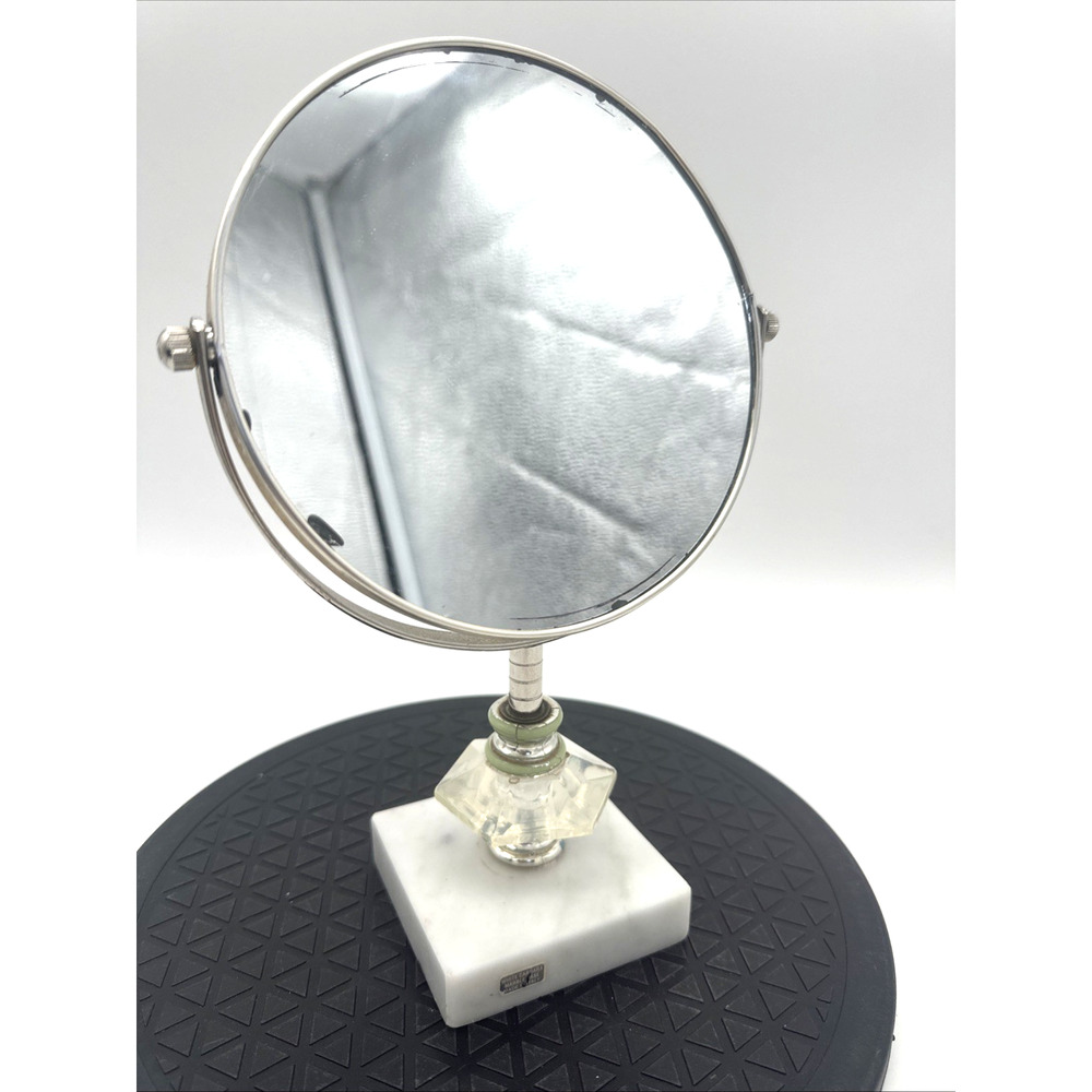 Vintage Italian Marble Pedestal Vanity Makeup Mirror Ornate Mirror